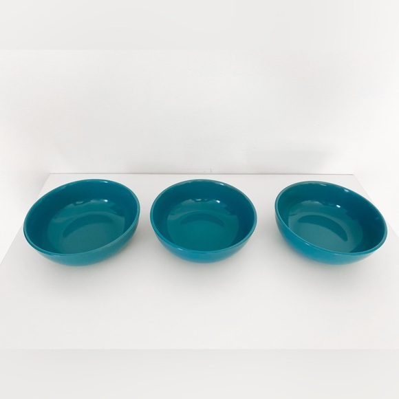 Master Chef Essential Coupe Stoneware Bowls, Turquoise- Set of 3 - Picture 2 of 6